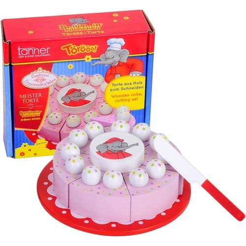 Spiellebensmittel TANNER "Benjamin Blümchen Torte", bunt, Kaufladensortimente, Kinder, Holz, Spiellebensmittel, zum Schneiden; aus Holz